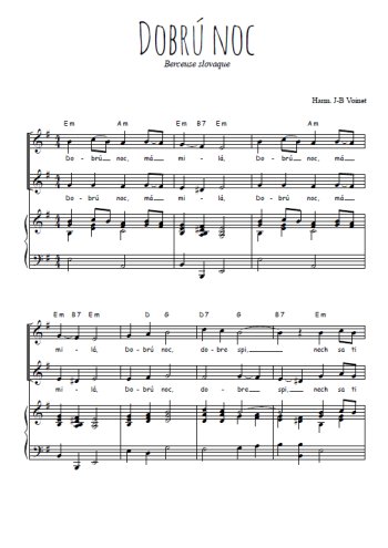 Téléchargez l'arrangement de la partition de Dobrú noc en PDF pour deux voix égales et piano