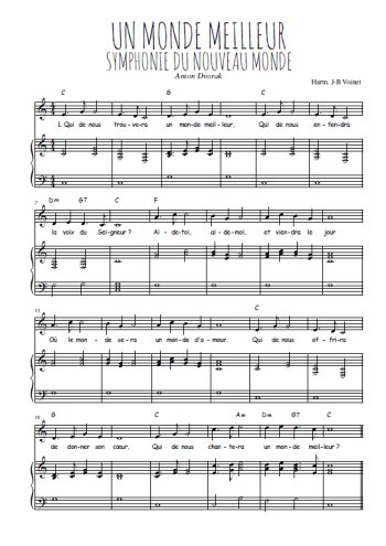 Téléchargez l'arrangement de la partition de Anton-Dvorak-Un-monde-meilleur en PDF pour Chant et piano
