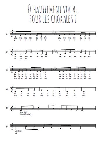 Echauffement vocal I Partition gratuite