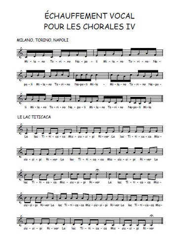 Echauffement vocal IV Partition gratuite