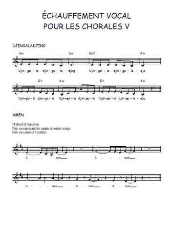Echauffement vocal V Partition gratuite