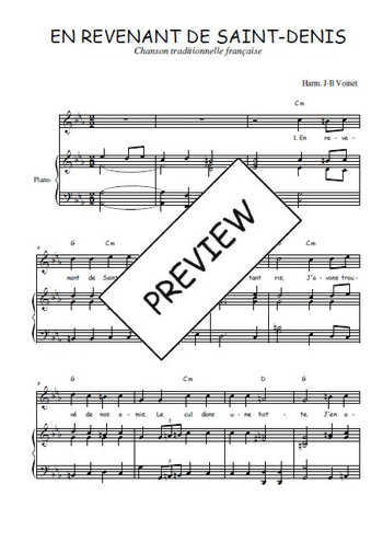 Téléchargez l'arrangement de la partition de Traditionnel-En-revenant-de-Saint-Denis en PDF pour Chant et piano