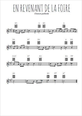 Téléchargez l'arrangement de la partition en Sib de la musique En revenant de la foire en PDF