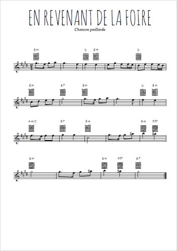 Téléchargez l'arrangement de la partition pour sax en Mib de la musique En revenant de la foire en PDF