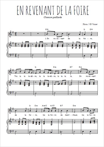 Téléchargez l'arrangement de la partition de chanson-paillarde-en-revenant-de-la-foire en PDF pour Chant et piano