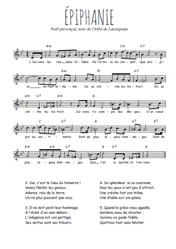 Epiphanie Partition gratuite