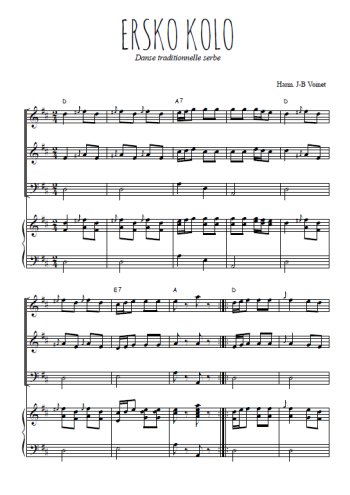 Téléchargez l'arrangement de la partition de Ersko kolo en PDF pour trois voix mixtes et piano
