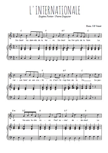 Téléchargez l'arrangement de la partition de Eugene-Pottier-Pierre-Degeyter-L-internationale en PDF pour Chant et piano