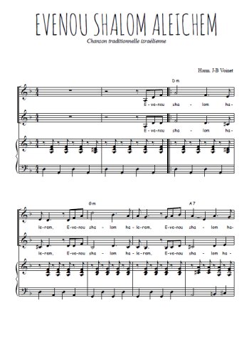 Téléchargez l'arrangement de la partition de Evenou shalom aleichem en PDF pour deux voix égales et piano