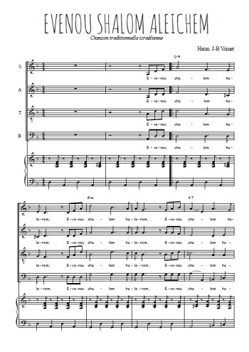 Téléchargez l'arrangement de la partition de Evenou shalom aleichem en PDF pour 4 voix mixtes et piano
