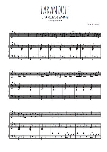 Téléchargez l'arrangement de la partition de bizet-farandole-de-l-arlesienne en PDF pour Mélodie et piano