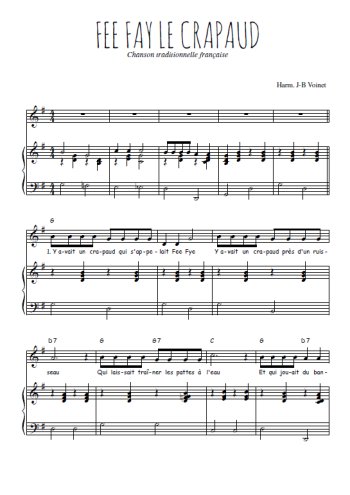 Téléchargez l'arrangement de la partition de Traditionnel-Fee-Fay-le-crapaud en PDF pour Chant et piano