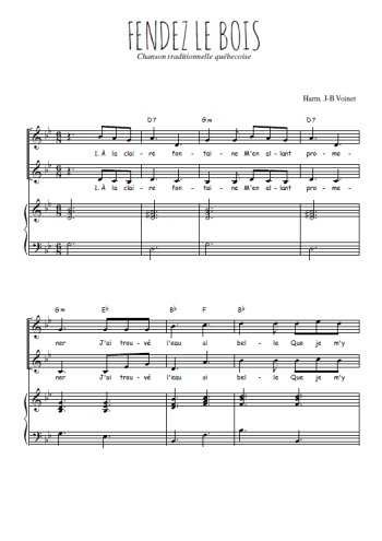 Téléchargez l'arrangement de la partition de Fendez le bois en PDF pour deux voix égales et piano
