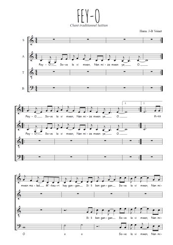 Téléchargez l'arrangement de la partition de Fey-o en PDF à quatre voix SATB