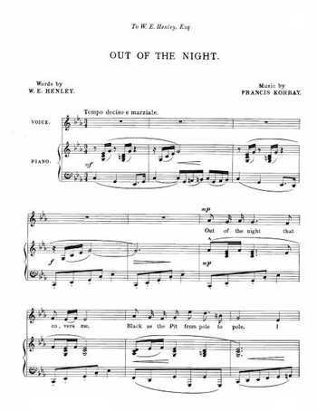 Out of the night Partition gratuite