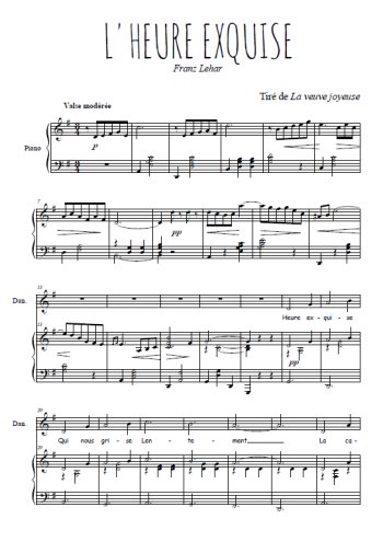 Téléchargez l'arrangement de la partition de L'heure exquise en PDF pour deux voix égales et piano