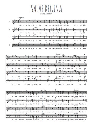 Téléchargez l'arrangement de la partition de Salve Regina en PDF à quatre voix SATB