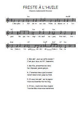 Friste à l'huile Partition gratuite