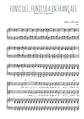 Téléchargez l'arrangement de la partition de Funiculi, Funicula en français en PDF pour deux voix égales et piano