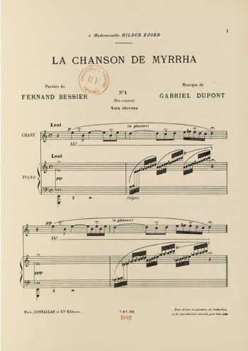 La chanson de Myrrha Partition gratuite