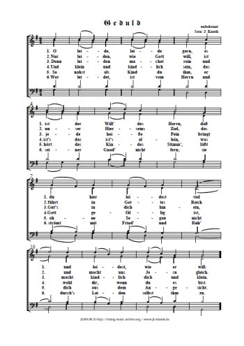 Geduld SATB Partition gratuite