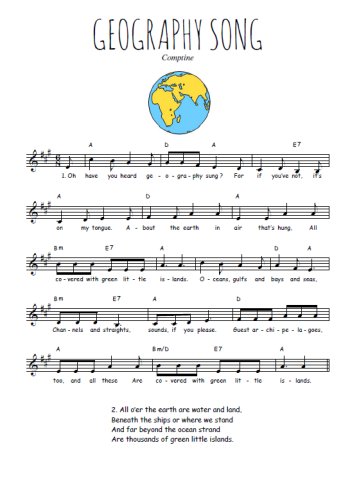 Geography song Partition gratuite