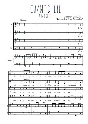 Téléchargez l'arrangement de la partition de Chant d'été en PDF pour 4 voix mixtes et piano