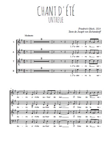Téléchargez l'arrangement de la partition de Chant d'été en PDF à quatre voix SATB