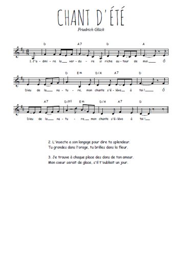 Chant d'été Partition gratuite