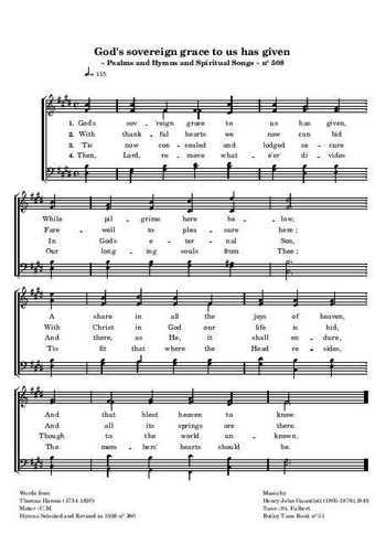 God's sovereign grace to us has given Partition gratuite
