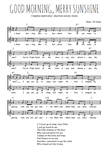Téléchargez l'arrangement de la partition de Good morning Merry Sunshine en PDF à deux voix