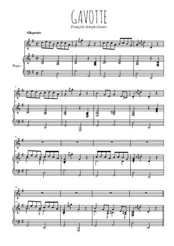 Téléchargez l'arrangement de la partition de francois-joseph-gossec-gavotte en PDF pour Chant et piano
