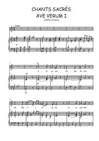 Téléchargez l'arrangement de la partition de Charles-Gounod-Chants-sacres-4.-Ave-Verum-I en PDF pour Chant et piano
