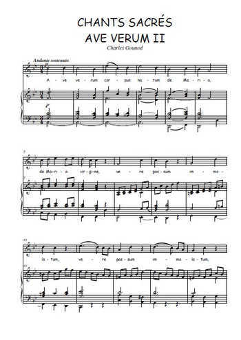Téléchargez l'arrangement de la partition de Charles-Gounod-Chants-sacres-5.-Ave-Verum-II en PDF pour Chant et piano