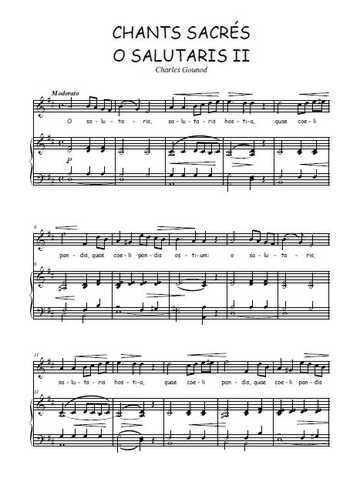 Téléchargez l'arrangement de la partition de Charles-Gounod-Chants-sacres-2.-O-salutaris-II en PDF pour Chant et piano