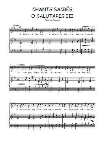 Téléchargez l'arrangement de la partition de Charles-Gounod-Chants-sacres-3.-O-salutaris-III en PDF pour Chant et piano