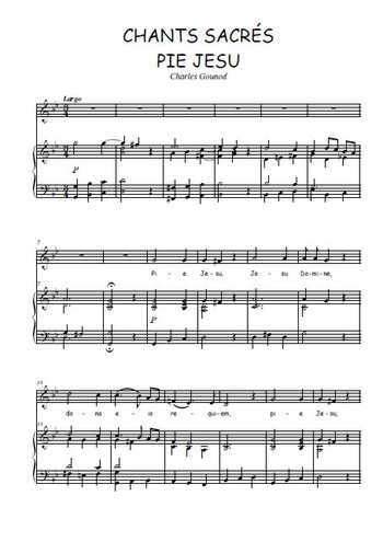 Téléchargez l'arrangement de la partition de Charles-Gounod-Chants-sacres-7.-Pie-Jesu en PDF pour Chant et piano