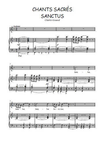 Téléchargez l'arrangement de la partition de Charles-Gounod-Chants-sacres-8.-Sanctus en PDF pour Chant et piano
