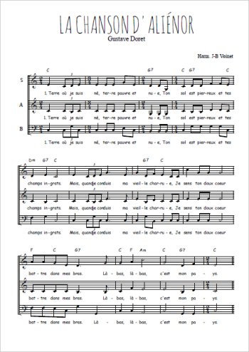 Téléchargez l'arrangement de la partition de La chanson d'Aliénor en PDF à trois voix