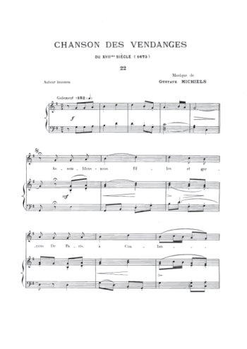 Chanson des vendanges Partition gratuite