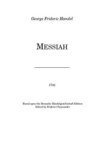 Le Messie. Messiah Partition gratuite