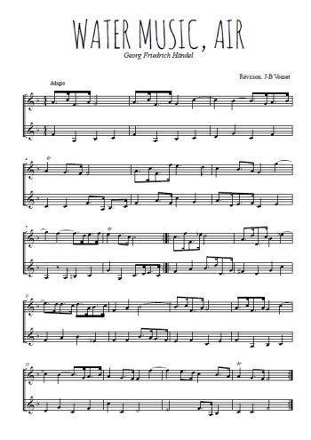 Téléchargez l'arrangement de la partition de Water music, Air en PDF à deux voix