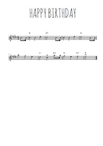 Téléchargez l'arrangement de la partition pour sax en Mib de la musique Happy Birthday. Joyeux Anniversaire en PDF