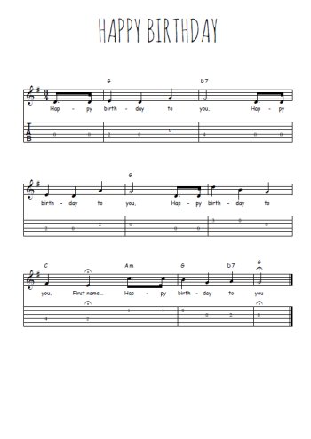 Téléchargez la tablature de la musique happy-birthday en PDF