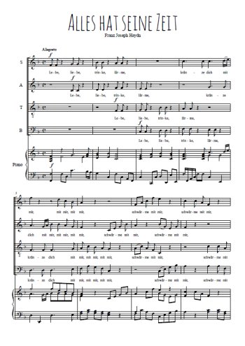 Téléchargez l'arrangement de la partition de haydn-alles-hat-seine-zeit-4-voix-chorale en PDF pour Chant et piano