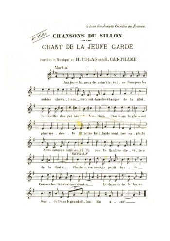 Chant de la jeune garde Partition gratuite