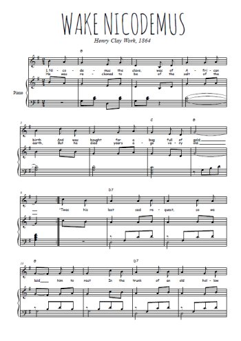 Téléchargez l'arrangement de la partition de henry-clay-work-wake-nicodemus en PDF pour Chant et piano