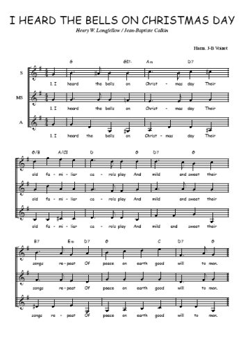 Téléchargez l'arrangement de la partition de I heard the bells on Christmas day en PDF à trois voix