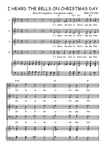 Téléchargez l'arrangement de la partition de I heard the bells on Christmas day en PDF pour 4 voix mixtes et piano
