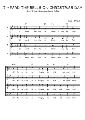 Téléchargez l'arrangement de la partition de I heard the bells on Christmas day en PDF à quatre voix SATB